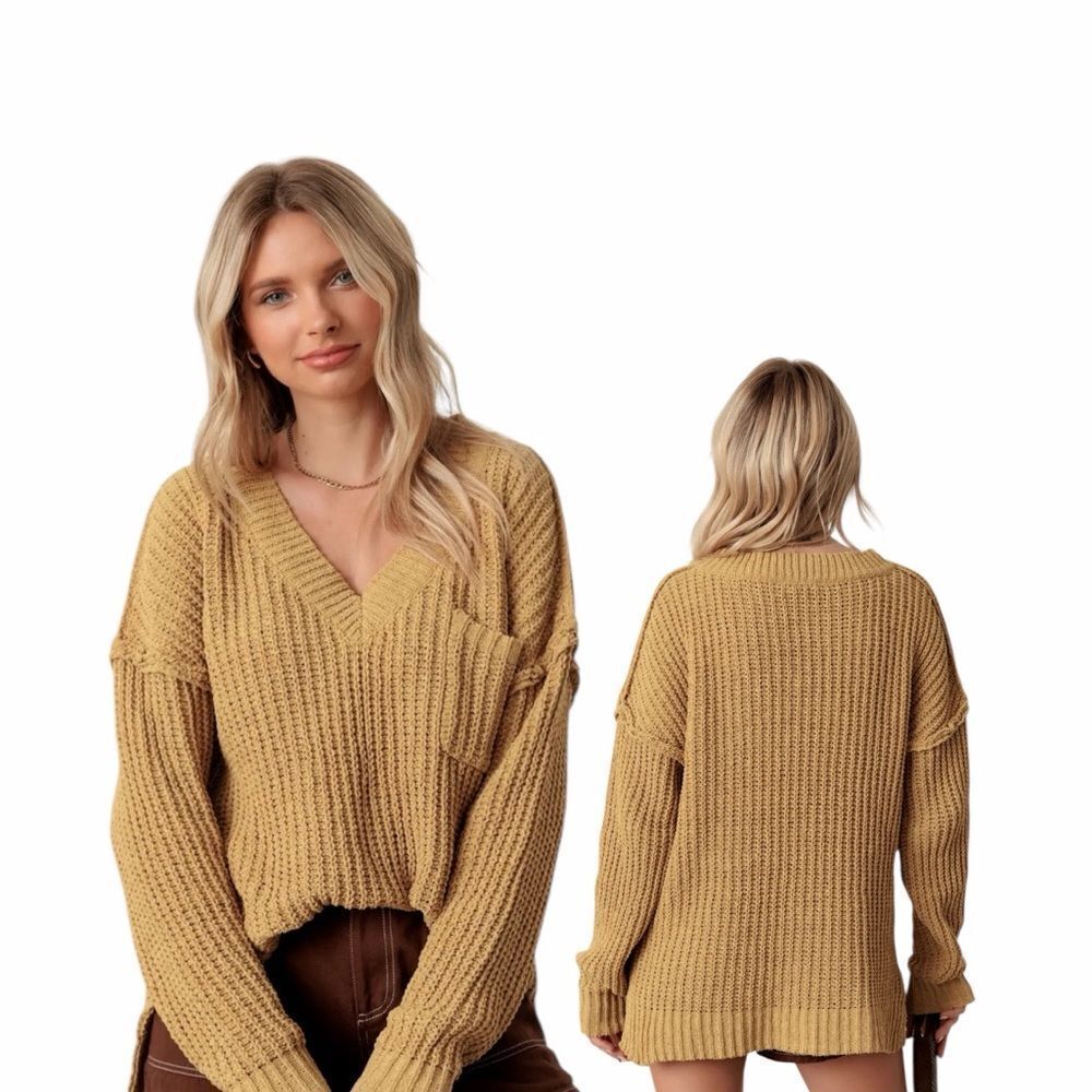 Cozy Mustard Knit Sweater